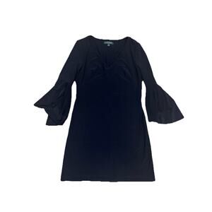 Lauren Ralph Lauren Black Dress Women 4P Petite Long Sleeve Sheer Classic